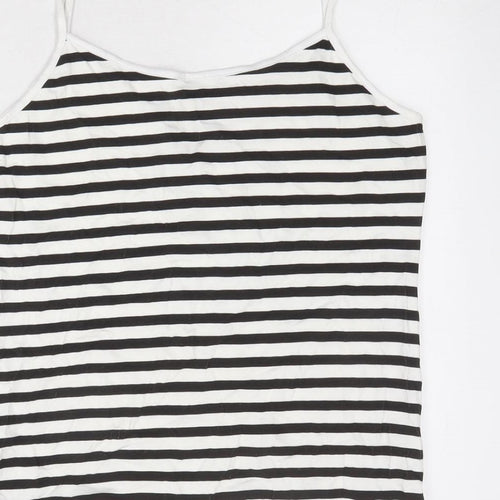 Select Womens Black Striped Cotton Basic Tank Size 16 Round Neck