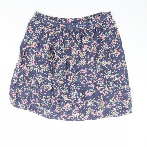Marks and Spencer Womens Blue Floral Viscose A-Line Skirt Size 10