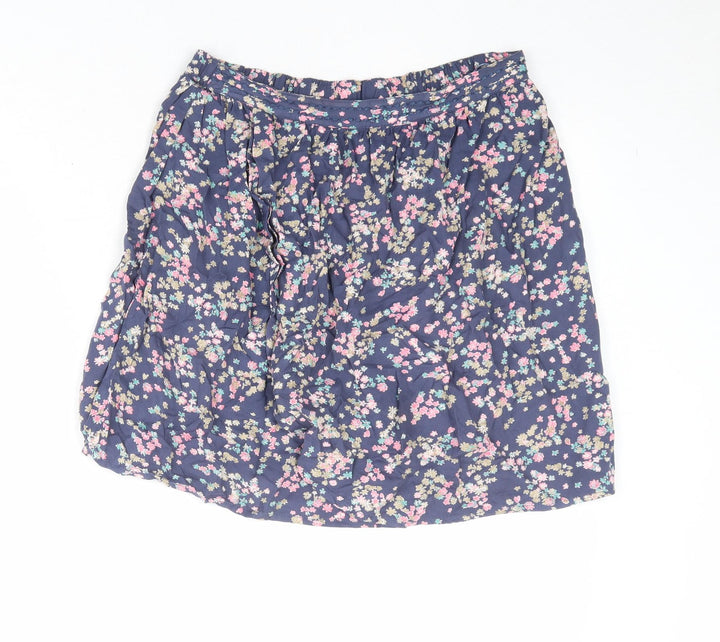 Marks and Spencer Womens Blue Floral Viscose A-Line Skirt Size 10