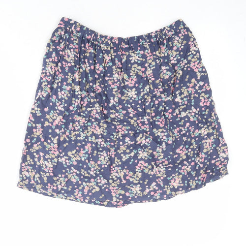 Marks and Spencer Womens Blue Floral Viscose A-Line Skirt Size 10