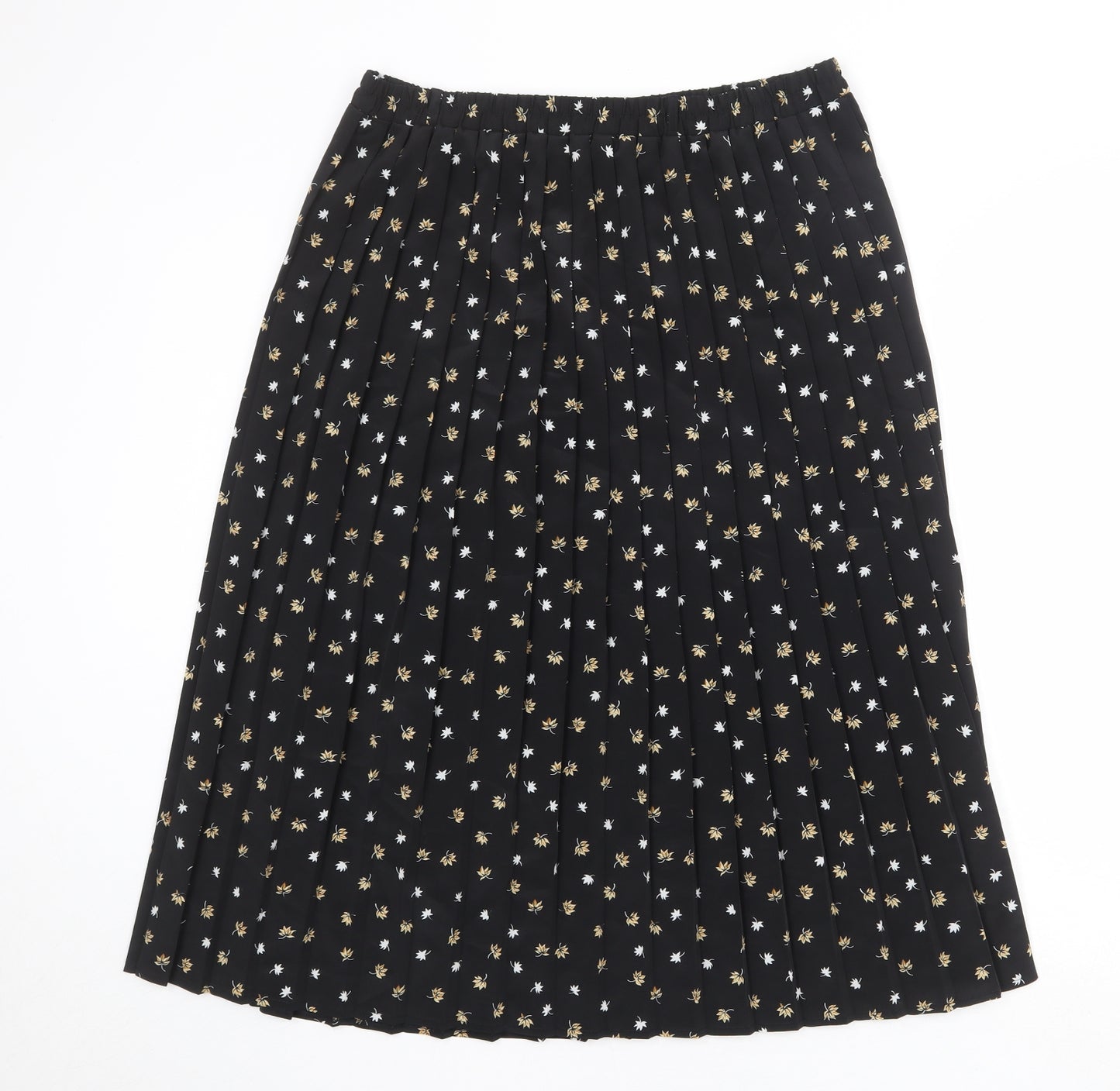 Roberto Cavalli Womens Black Floral Polyester Pleated Skirt Size 18