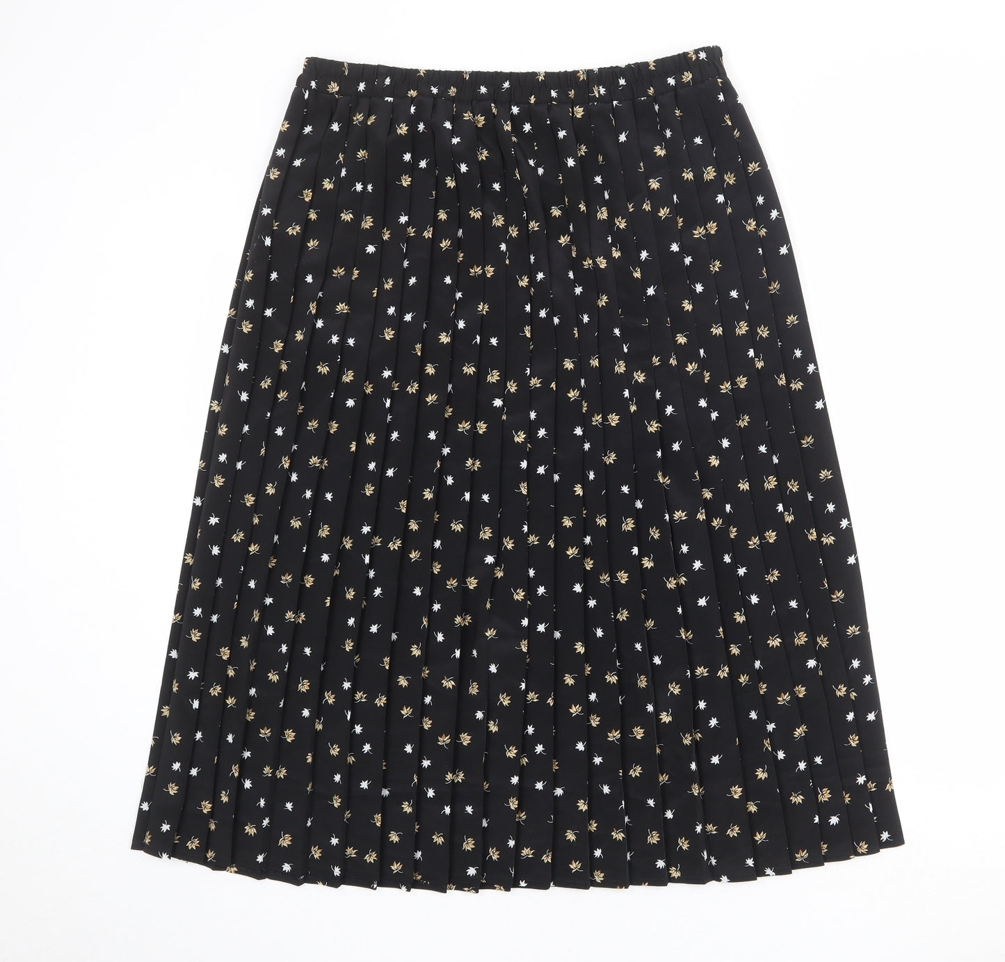 Roberto Cavalli Womens Black Floral Polyester Pleated Skirt Size 18
