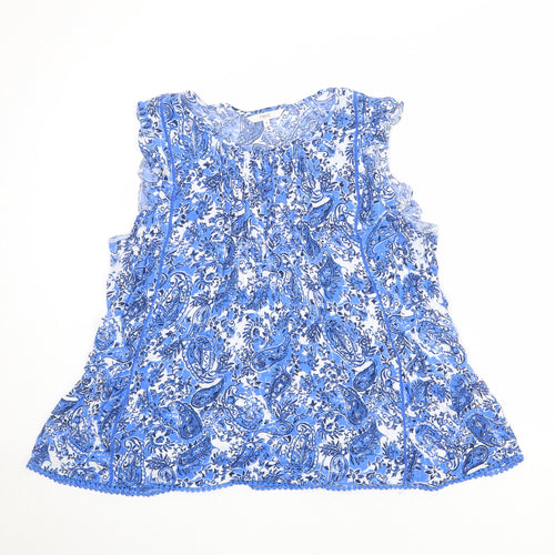 NEXT Womens Blue Paisley Viscose Basic Tank Size 18 Round Neck