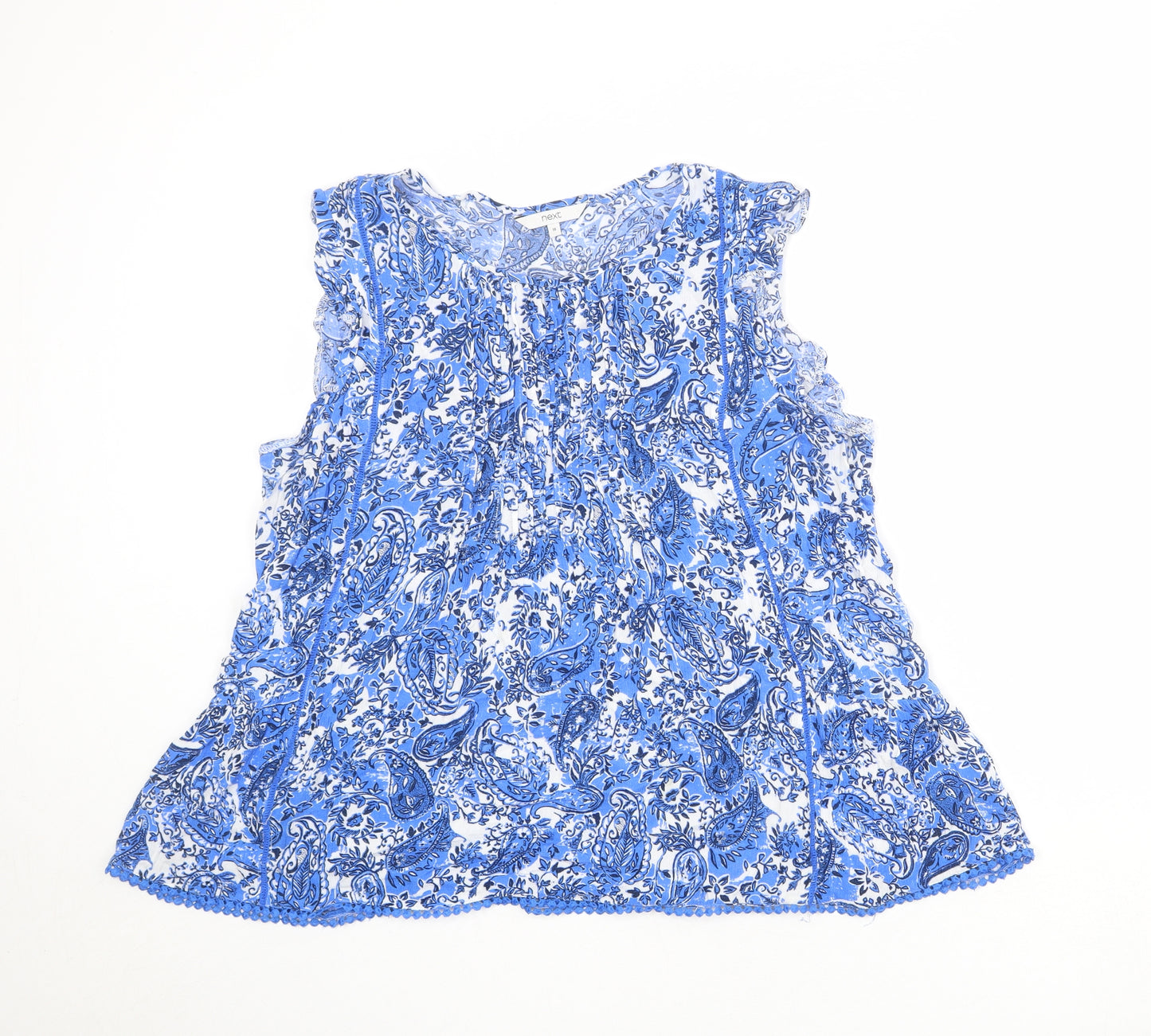 NEXT Womens Blue Paisley Viscose Basic Tank Size 18 Round Neck