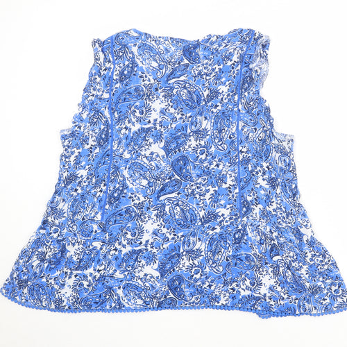 NEXT Womens Blue Paisley Viscose Basic Tank Size 18 Round Neck