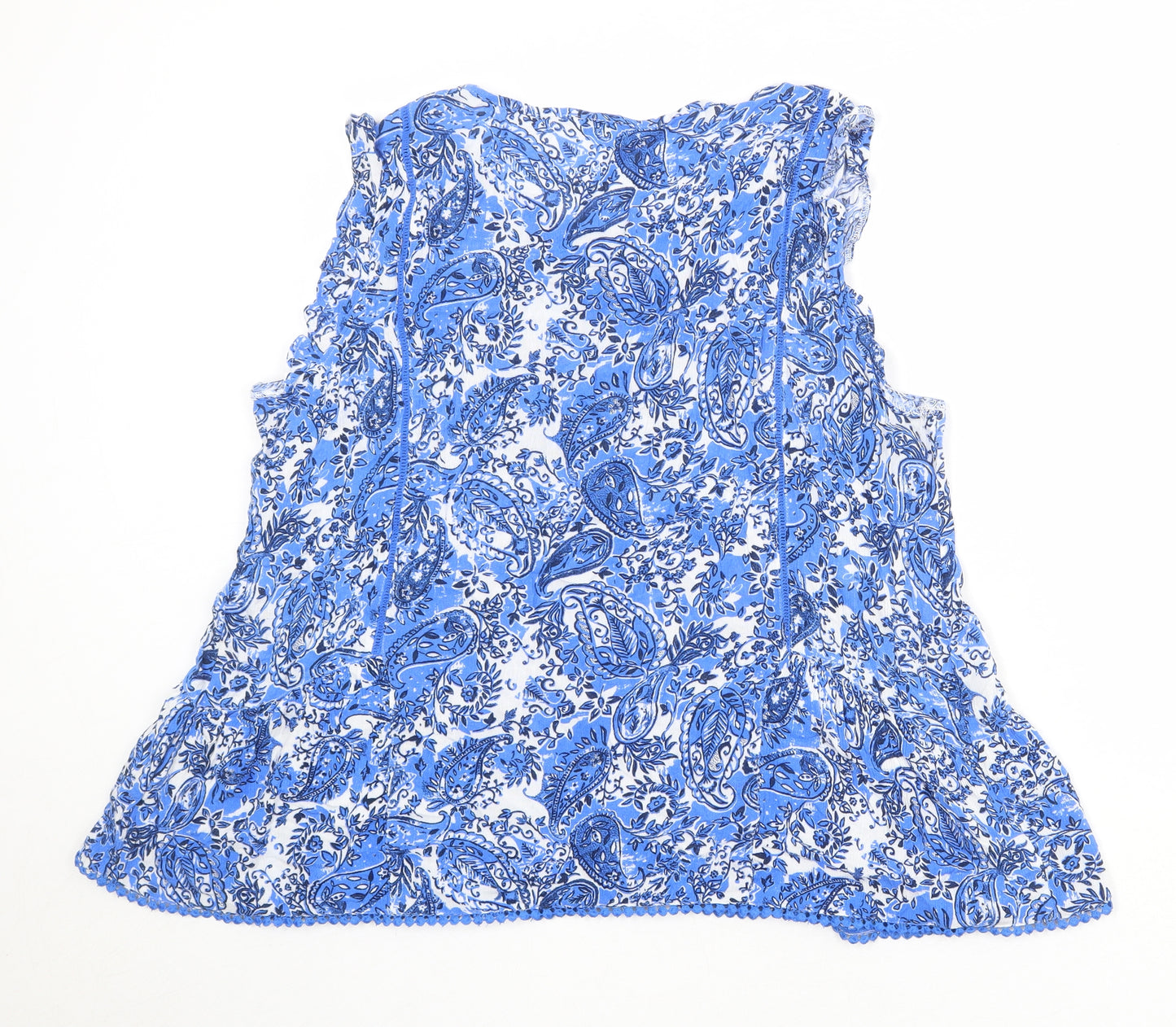 NEXT Womens Blue Paisley Viscose Basic Tank Size 18 Round Neck