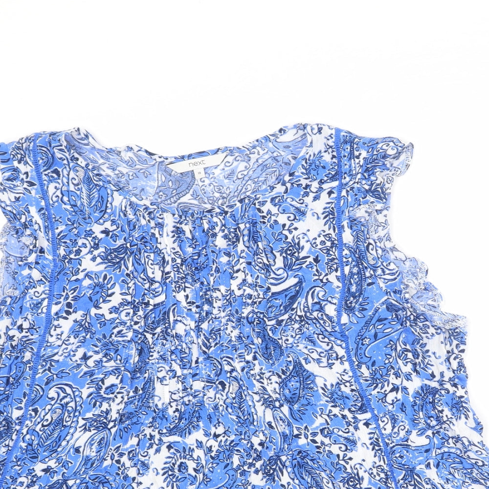 NEXT Womens Blue Paisley Viscose Basic Tank Size 18 Round Neck