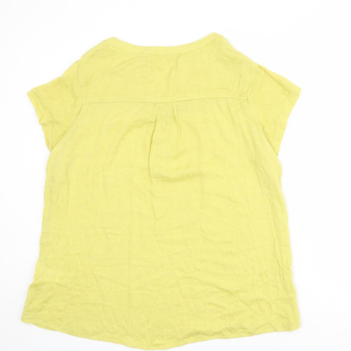 EWM Womens Yellow Viscose Basic Blouse Size 16 V-Neck
