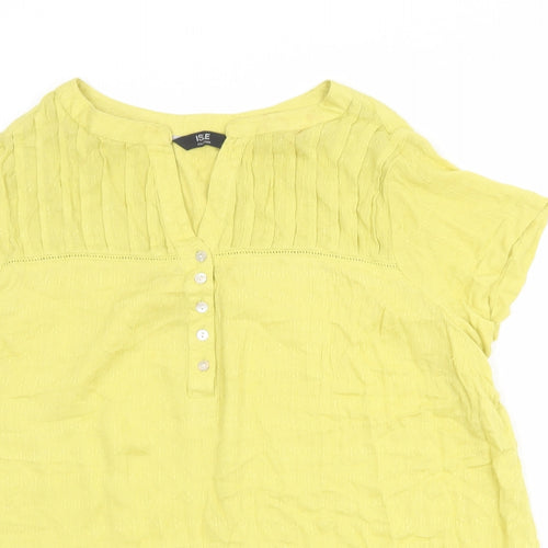 EWM Womens Yellow Viscose Basic Blouse Size 16 V-Neck