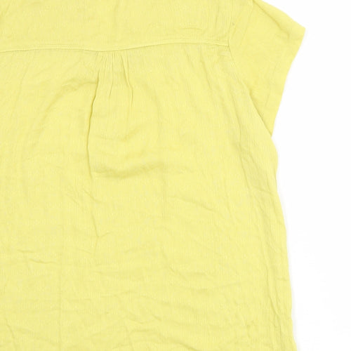 EWM Womens Yellow Viscose Basic Blouse Size 16 V-Neck