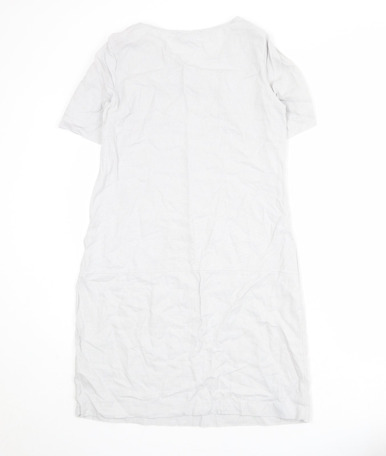 Marks and Spencer Womens Grey Linen A-Line Size 10 Round Neck Pullover