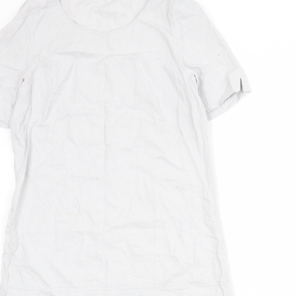 Marks and Spencer Womens Grey Linen A-Line Size 10 Round Neck Pullover