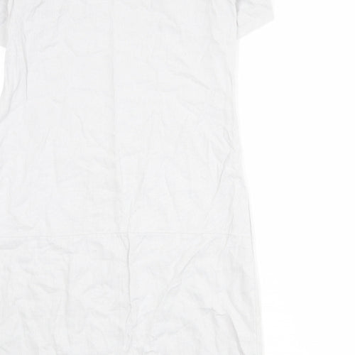 Marks and Spencer Womens Grey Linen A-Line Size 10 Round Neck Pullover