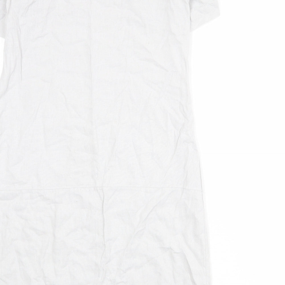 Marks and Spencer Womens Grey Linen A-Line Size 10 Round Neck Pullover