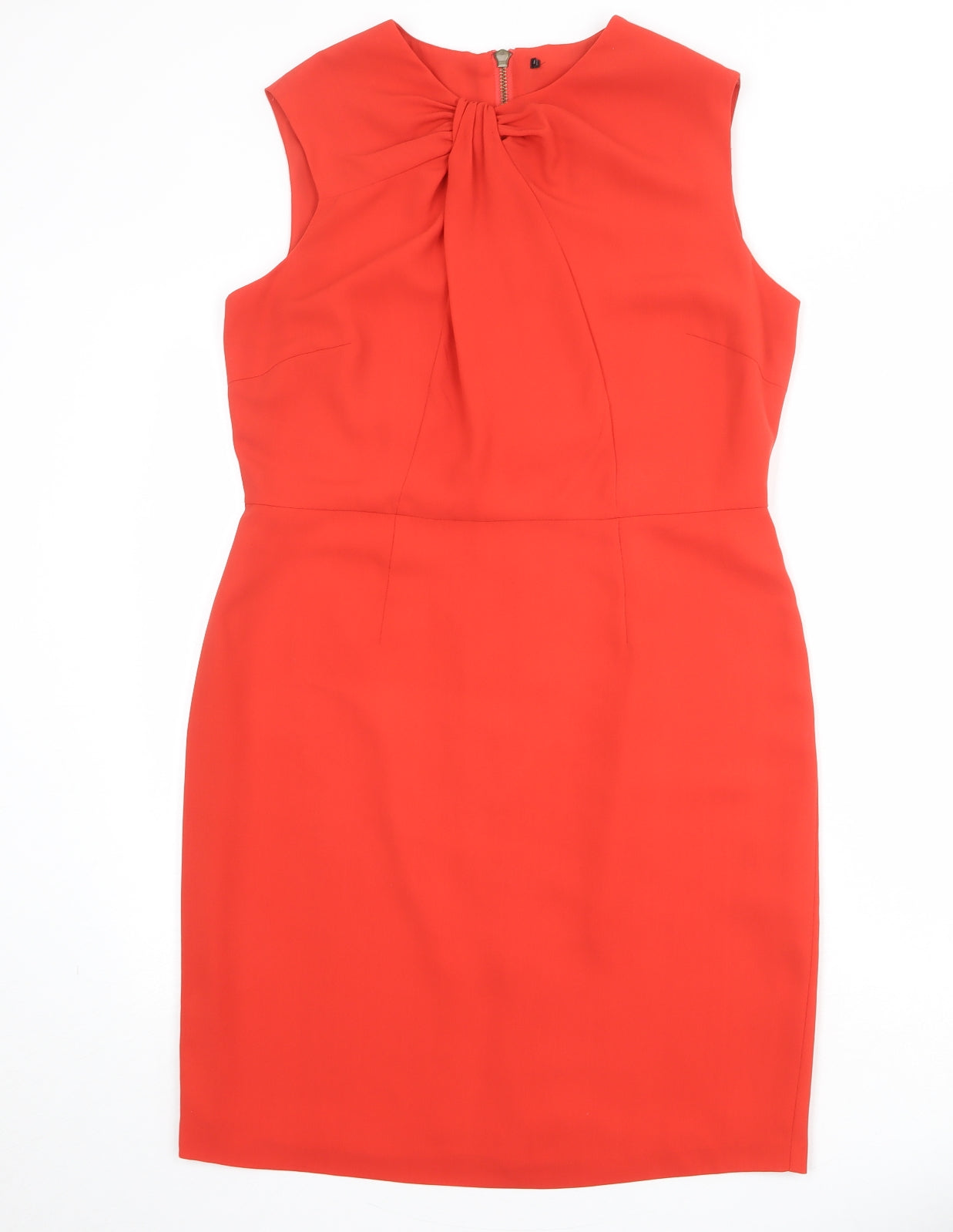 Marks and Spencer Womens Red Polyester Shift Size 14 Round Neck Zip