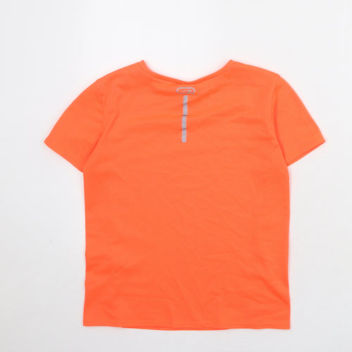 DECATHLON Boys Orange Polyester Basic T-Shirt Size 12 Years Round Neck Pullover