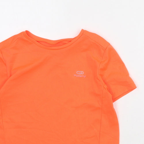 DECATHLON Boys Orange Polyester Basic T-Shirt Size 12 Years Round Neck Pullover