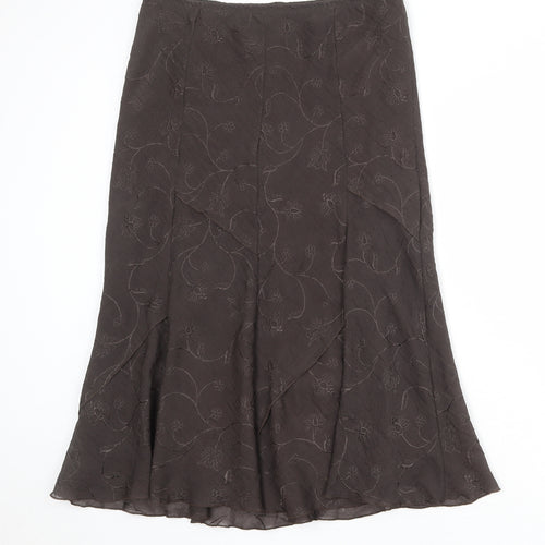 Marks and Spencer Womens Grey Geometric Polyester Swing Skirt Size 12