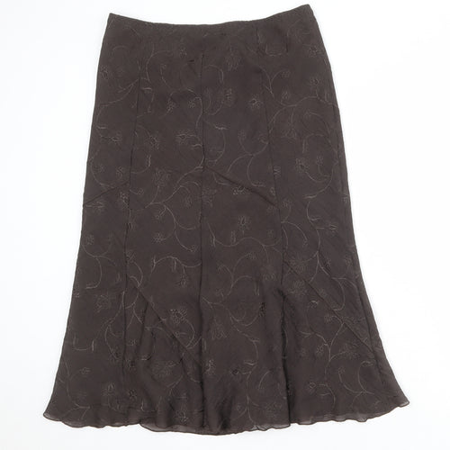 Marks and Spencer Womens Grey Geometric Polyester Swing Skirt Size 12