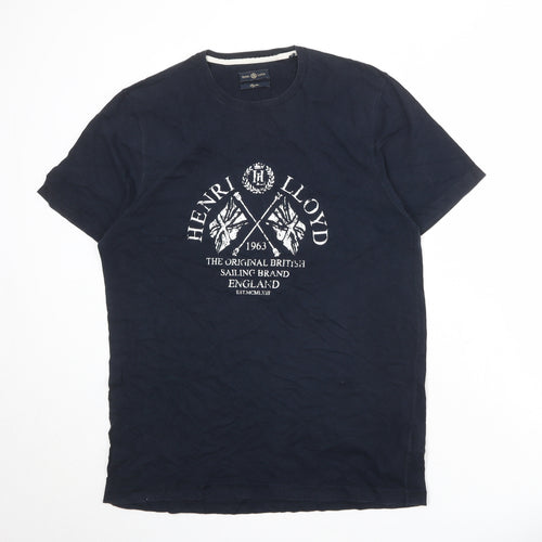 Henri Lloyd Mens Blue Cotton T-Shirt Size XL Round Neck
