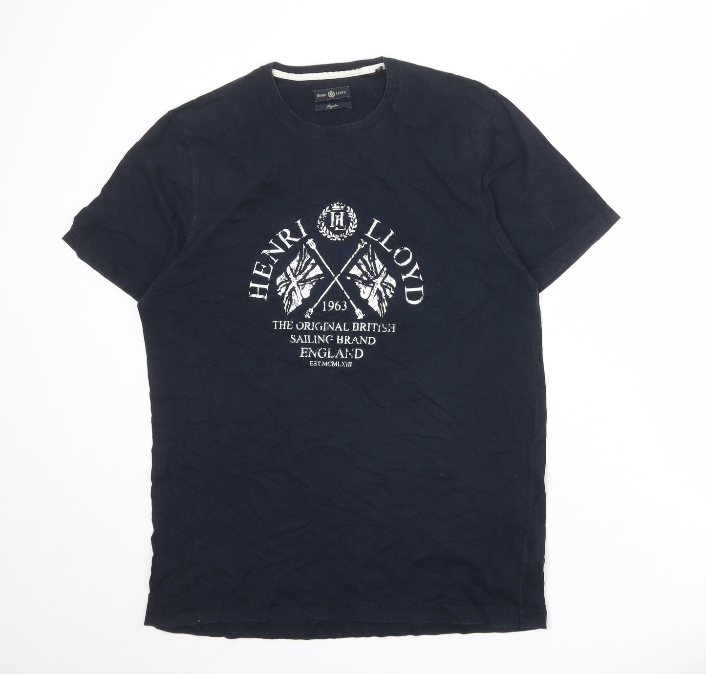 Henri Lloyd Mens Blue Cotton T-Shirt Size XL Round Neck