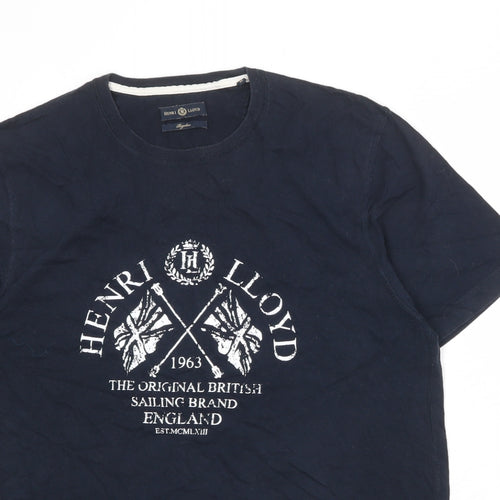 Henri Lloyd Mens Blue Cotton T-Shirt Size XL Round Neck