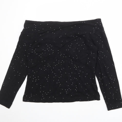 NEXT Womens Black Viscose Basic Blouse Size 14 Off the Shoulder
