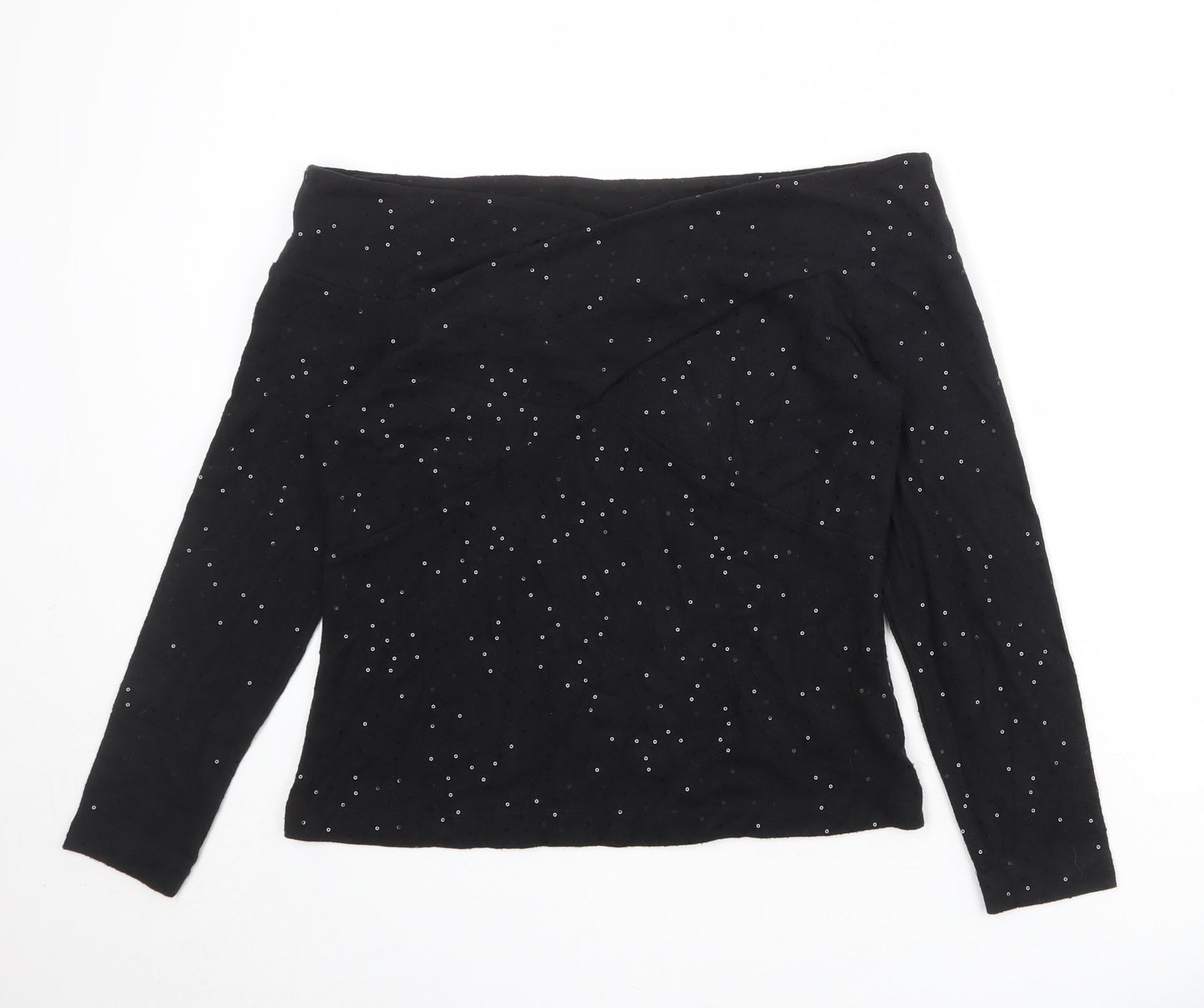 NEXT Womens Black Viscose Basic Blouse Size 14 Off the Shoulder