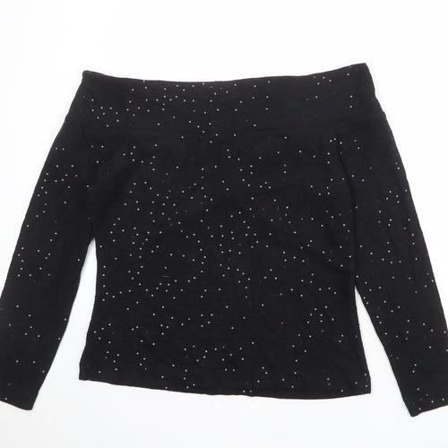 NEXT Womens Black Viscose Basic Blouse Size 14 Off the Shoulder