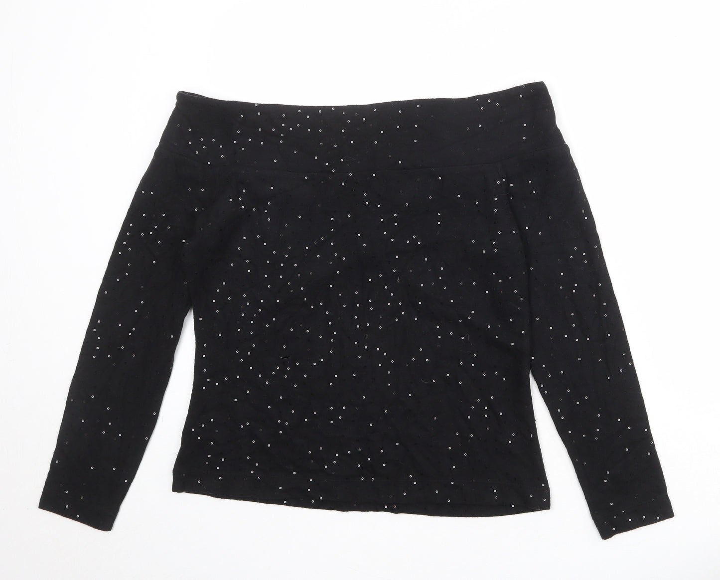 NEXT Womens Black Viscose Basic Blouse Size 14 Off the Shoulder