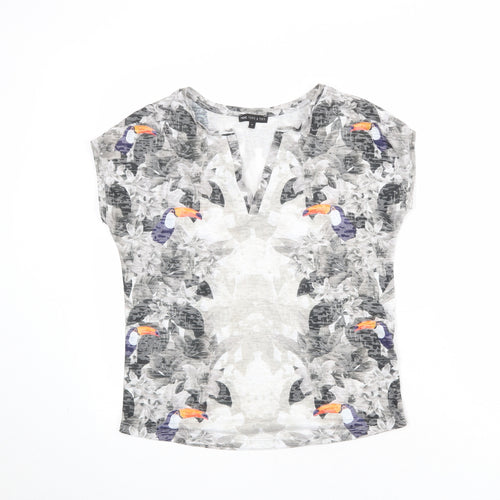 NEXT Womens Multicoloured Floral Polyester Basic T-Shirt Size 8 V-Neck