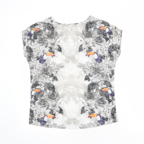 NEXT Womens Multicoloured Floral Polyester Basic T-Shirt Size 8 V-Neck