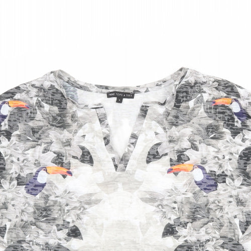 NEXT Womens Multicoloured Floral Polyester Basic T-Shirt Size 8 V-Neck