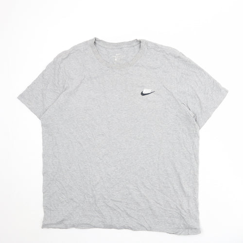Nike Mens Grey Cotton T-Shirt Size XL Round Neck