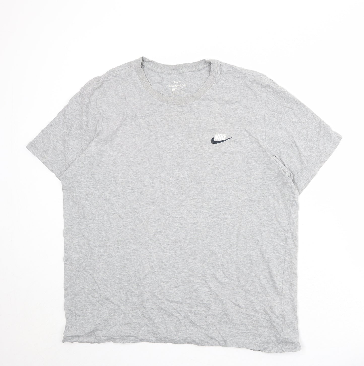 Nike Mens Grey Cotton T-Shirt Size XL Round Neck