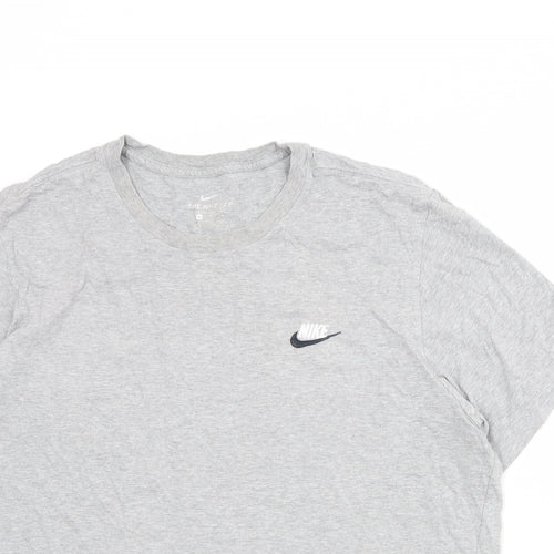 Nike Mens Grey Cotton T-Shirt Size XL Round Neck