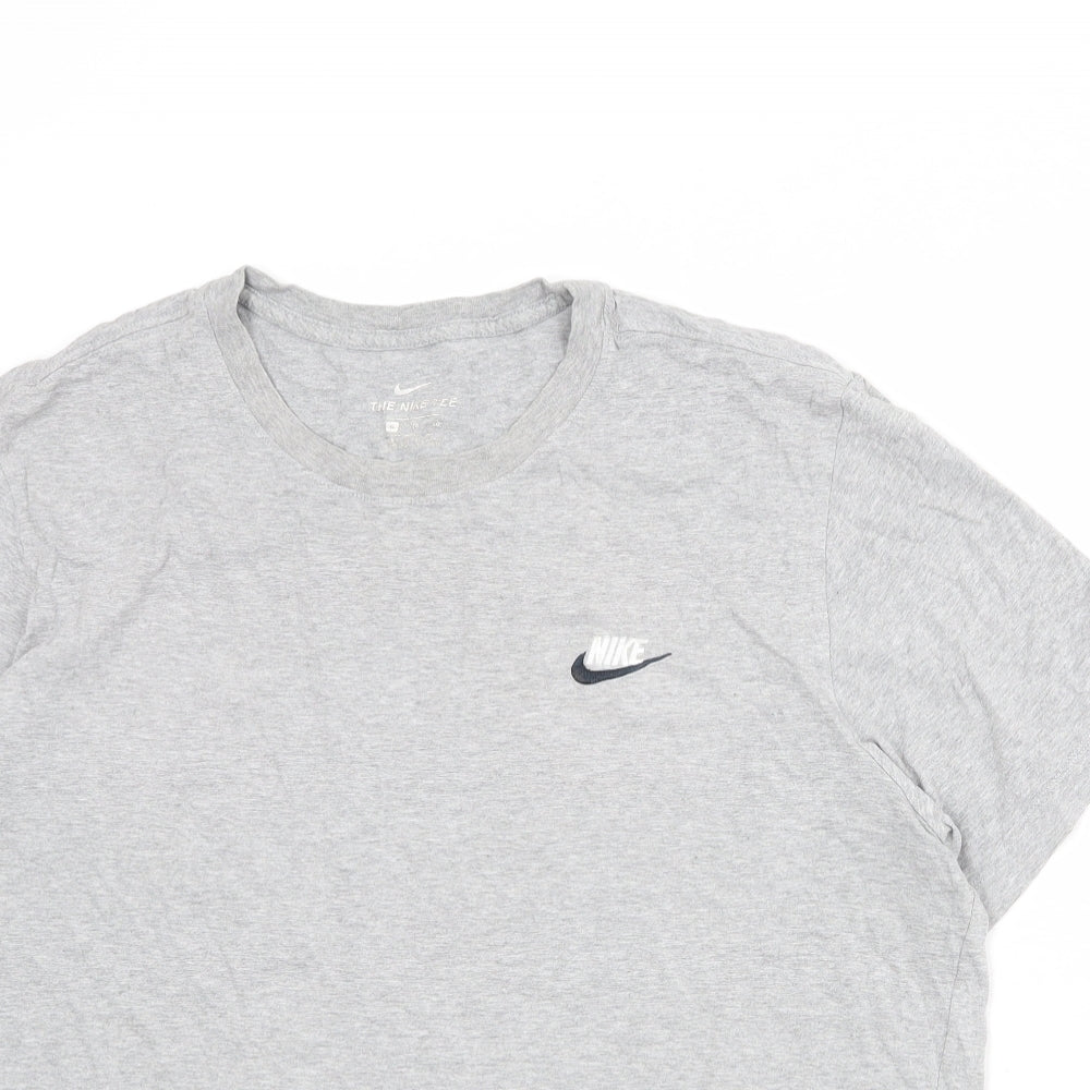 Nike Mens Grey Cotton T-Shirt Size XL Round Neck
