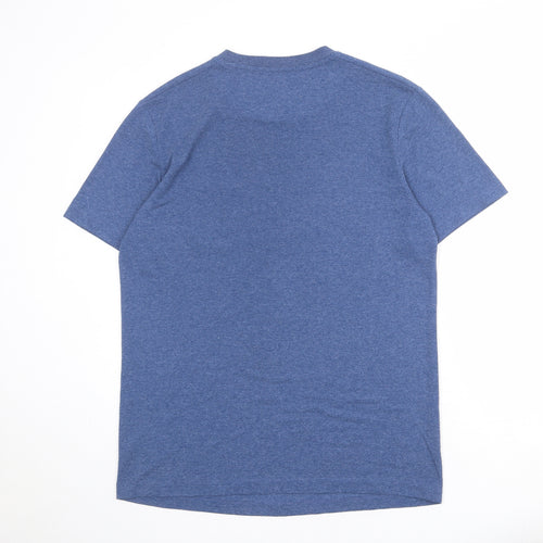 Zara Mens Blue Polyester T-Shirt Size L Round Neck