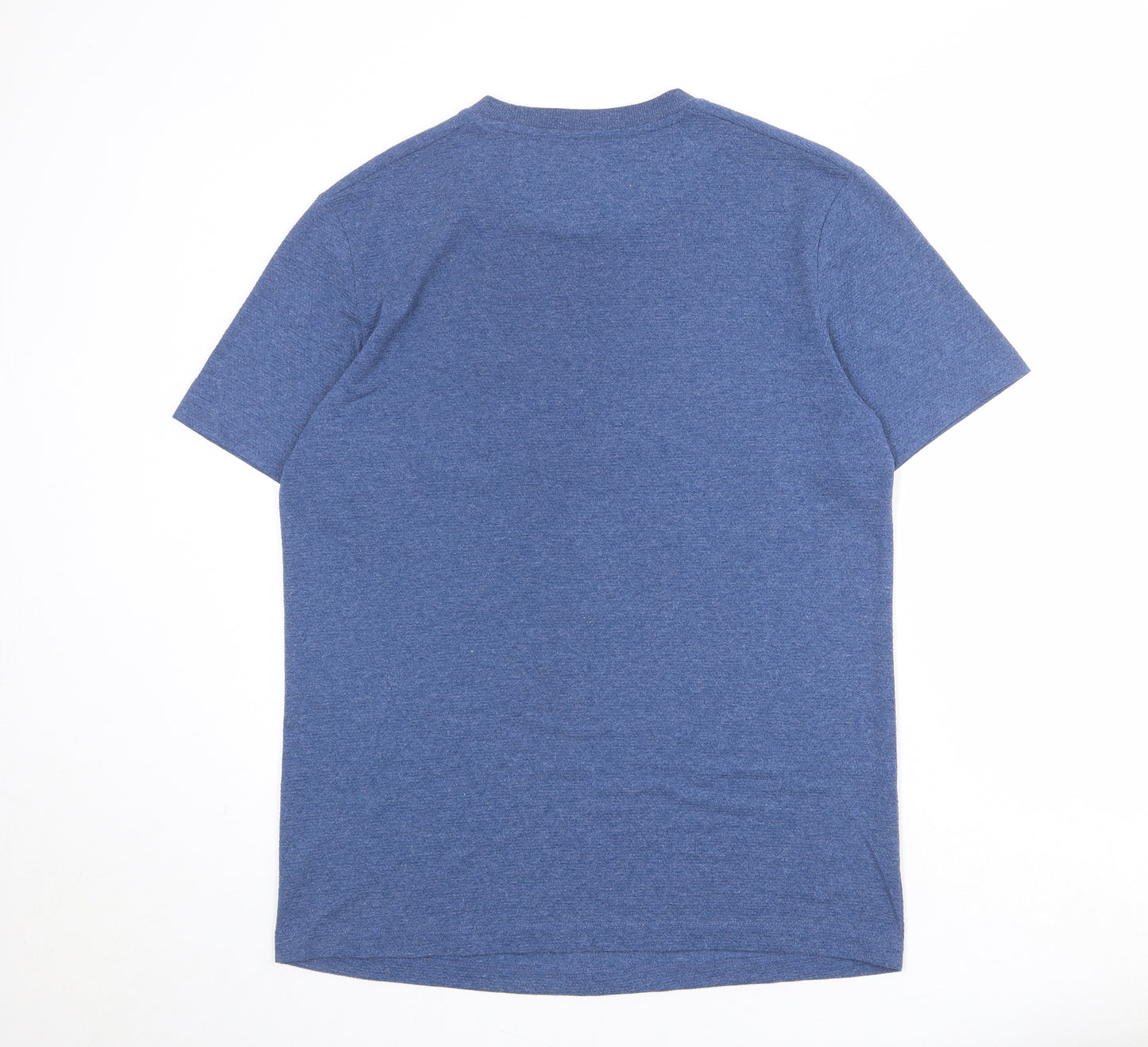 Zara Mens Blue Polyester T-Shirt Size L Round Neck