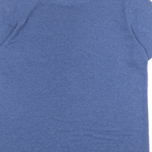 Zara Mens Blue Polyester T-Shirt Size L Round Neck