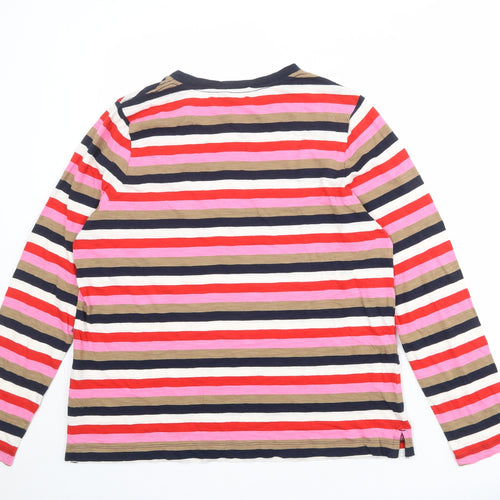 Marks and Spencer Womens Multicoloured Striped 100% Cotton Basic T-Shirt Size 12 Round Neck