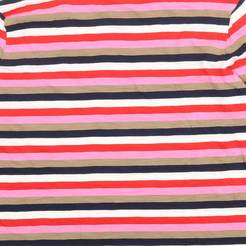 Marks and Spencer Womens Multicoloured Striped 100% Cotton Basic T-Shirt Size 12 Round Neck