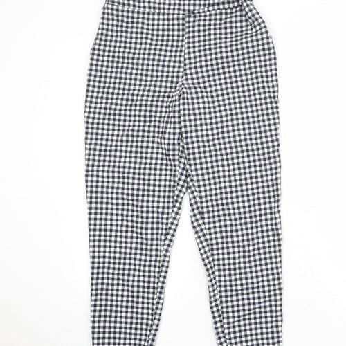 ASOS Womens Blue Check Viscose Carrot Trousers Size 6 Regular Zip