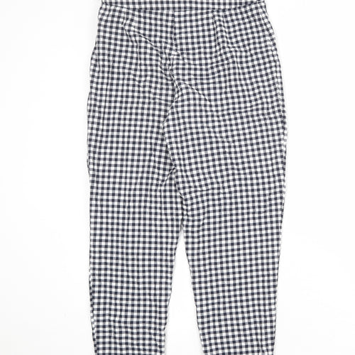 ASOS Womens Blue Check Viscose Carrot Trousers Size 6 Regular Zip