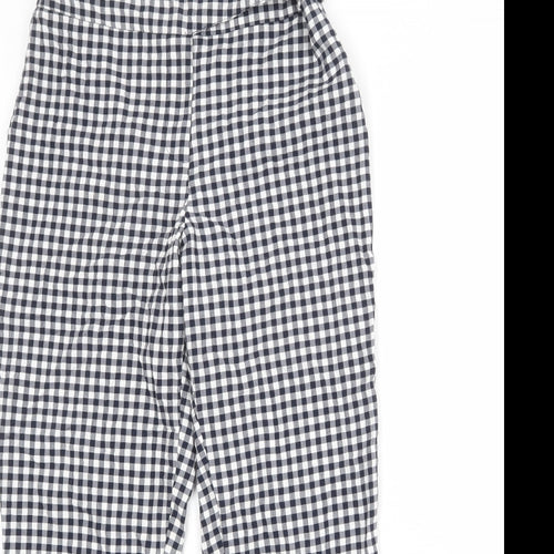 ASOS Womens Blue Check Viscose Carrot Trousers Size 6 Regular Zip