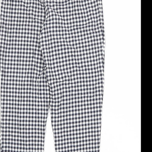 ASOS Womens Blue Check Viscose Carrot Trousers Size 6 Regular Zip