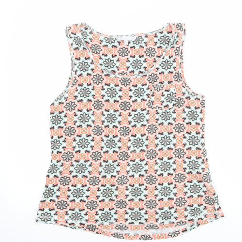 Red Herring Womens Multicoloured Geometric 100% Cotton Basic Tank Size 12 Scoop Neck