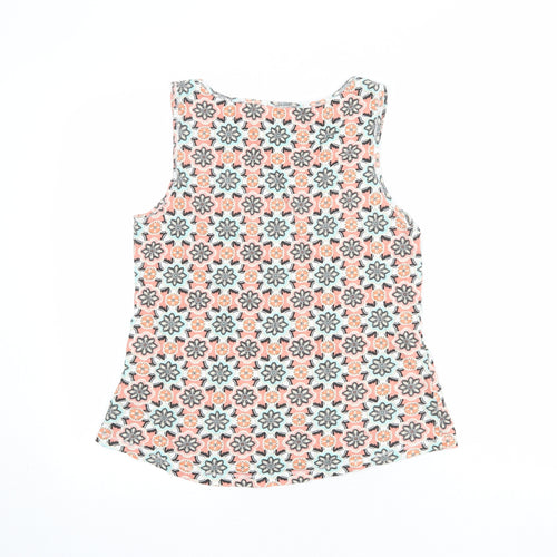 Red Herring Womens Multicoloured Geometric 100% Cotton Basic Tank Size 12 Scoop Neck