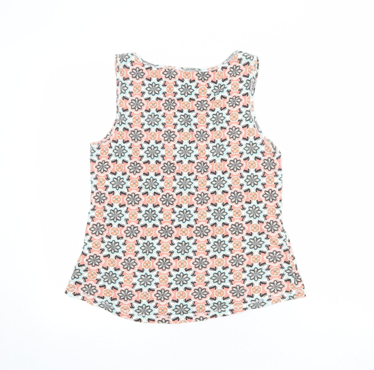 Red Herring Womens Multicoloured Geometric 100% Cotton Basic Tank Size 12 Scoop Neck