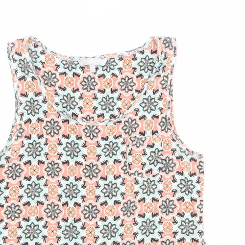 Red Herring Womens Multicoloured Geometric 100% Cotton Basic Tank Size 12 Scoop Neck